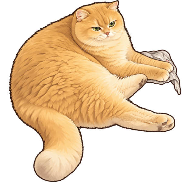 A fluffy golden cat lounging